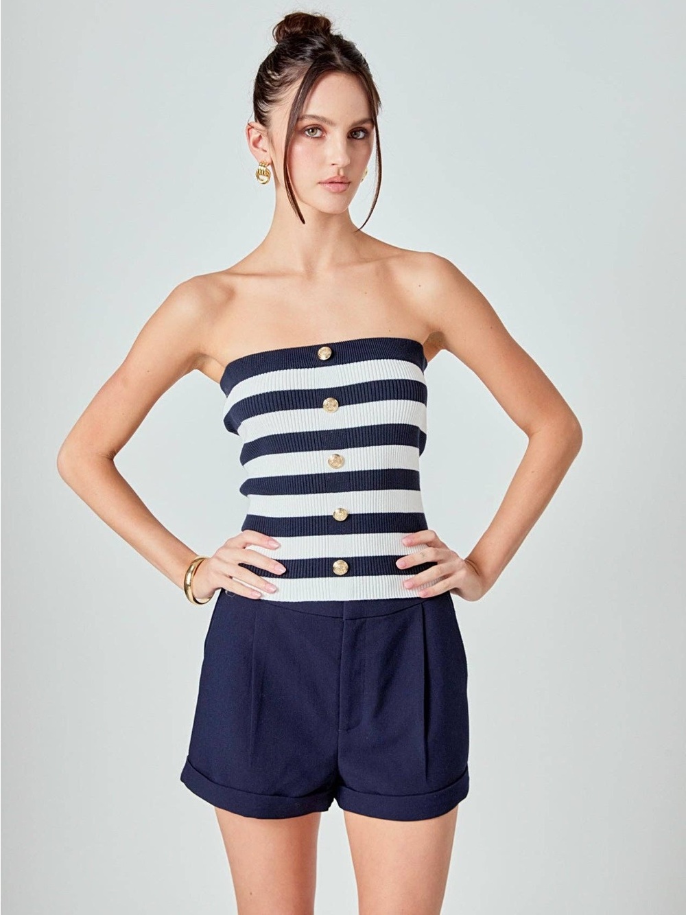 Striped Strapless Top